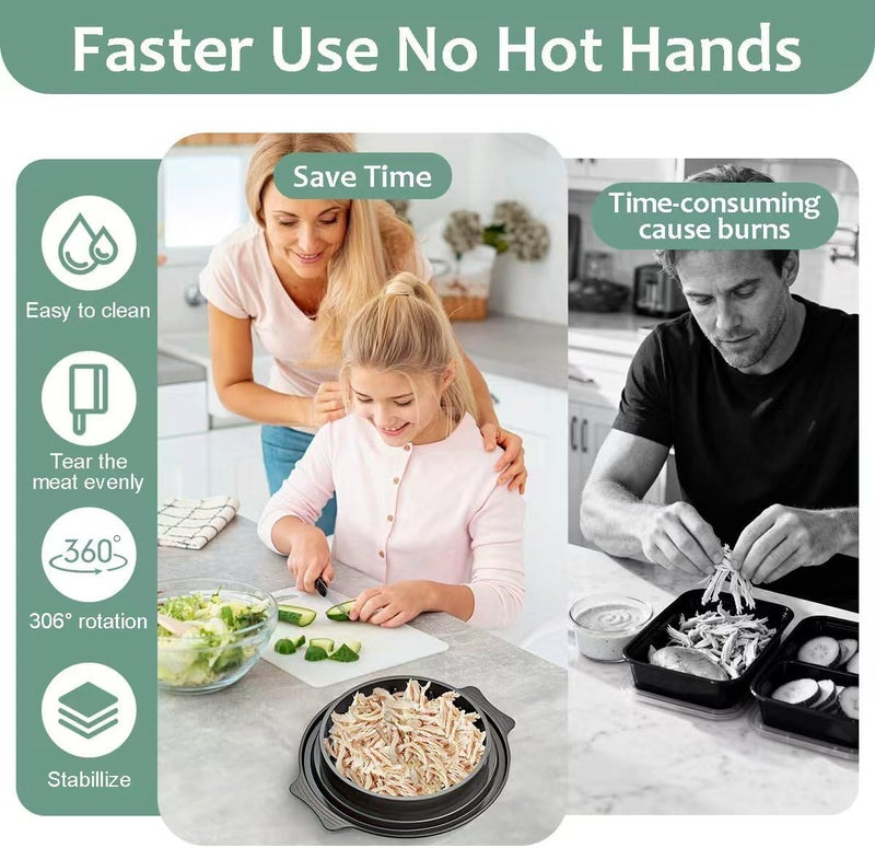 KicthMap Chicken Shredder Tool Twist 9.84in Large Chicken Shredder with Clip Visible Meat Shredde Machine BPA Free Ergonomic Handle Manual Meat Suitable for Chickens Pork Beef ect (Black) - Image 4